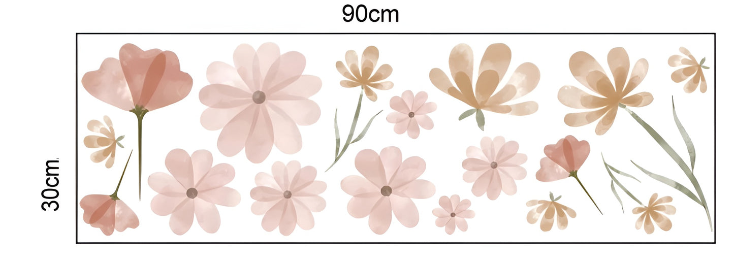 Boho Watercolour Flower Wall Stickers