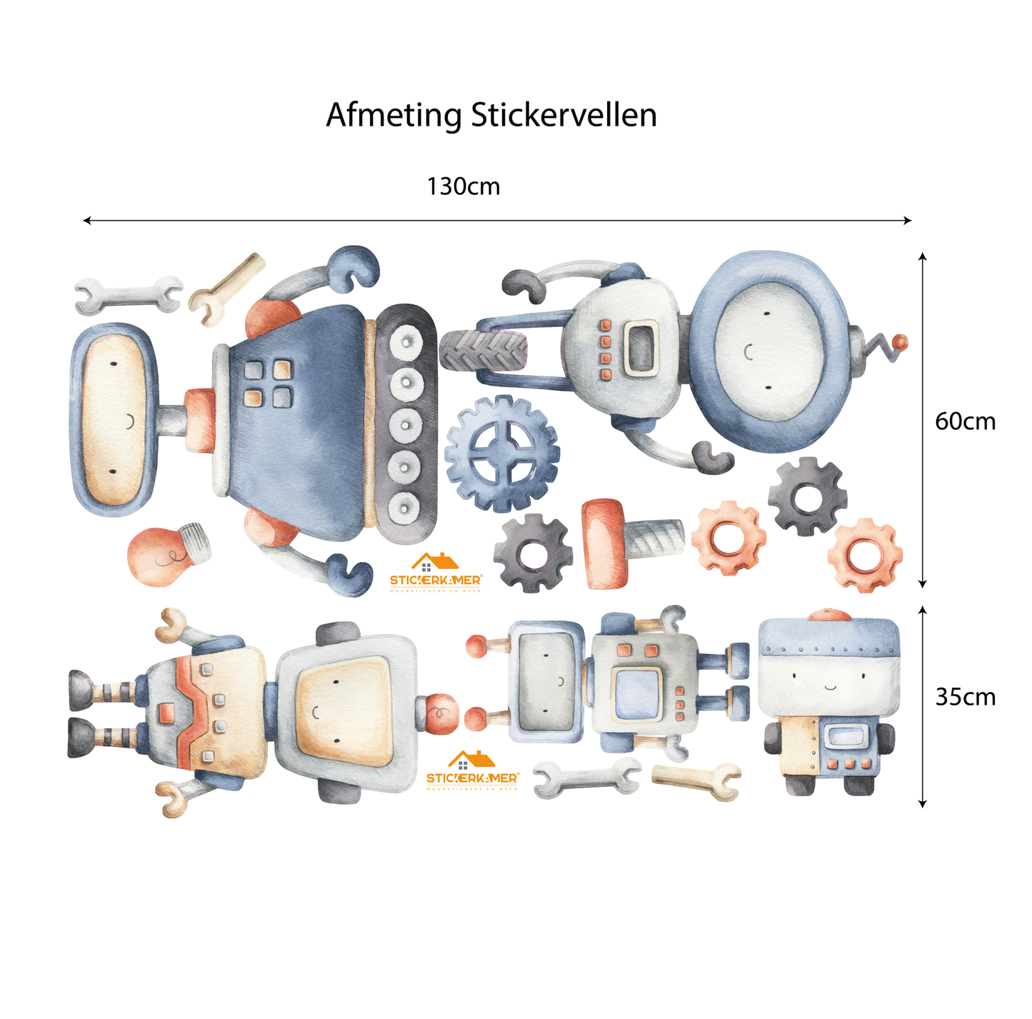 Muurstickers robot designs voor jongenskamer