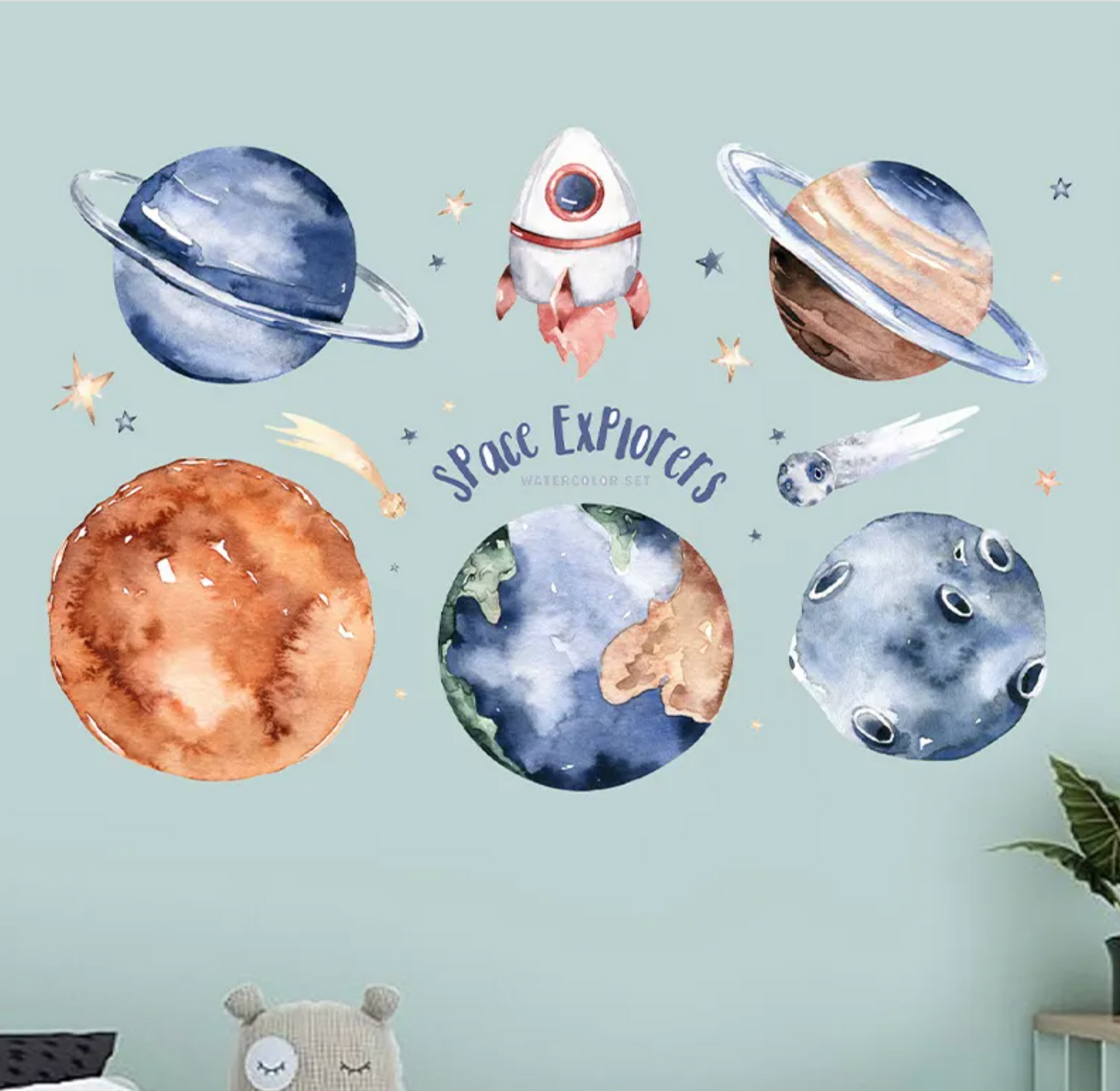 Planeten ruimteschip muurstickers