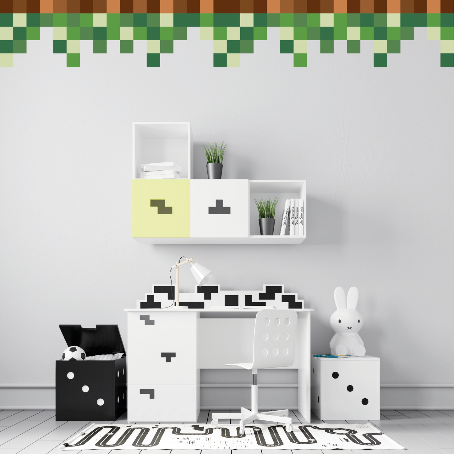 Muursticker gamer blokken patroon jongenskamer