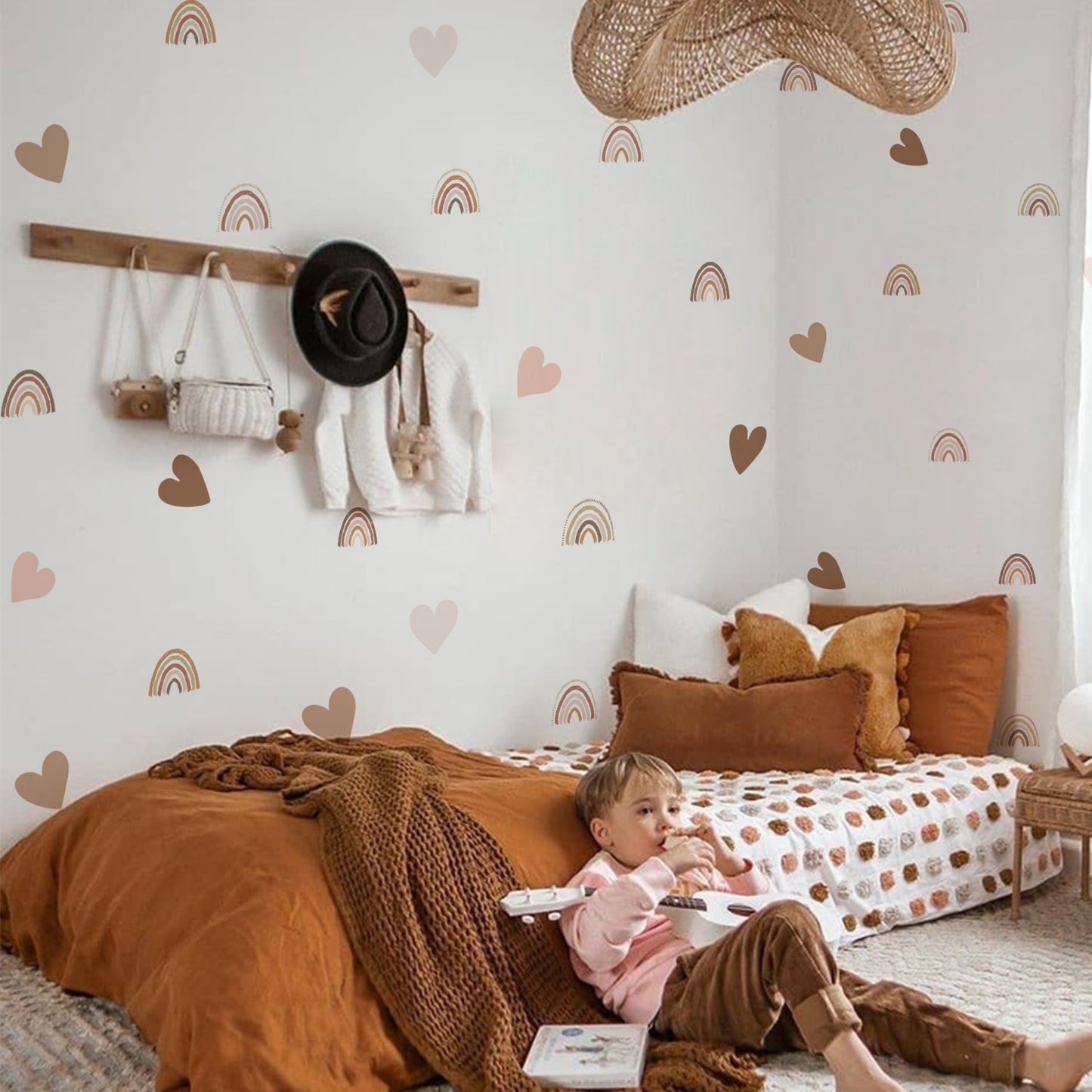 Muursticker boho regenbogen + boho hartjes kinderkamer / babykamer