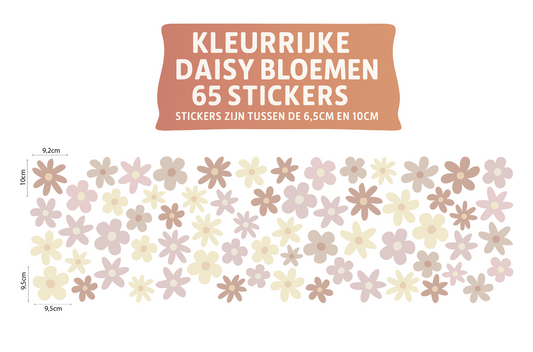 Daisy bloemen - madeliefjes muurstickers 65 stuks