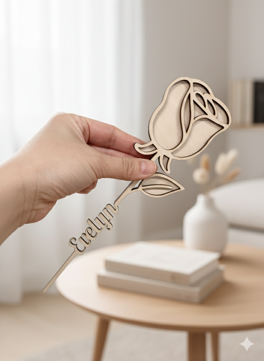 Houten Roos Valentijn – Knutsel Roos met of zonder Naam | DIY Cadeau