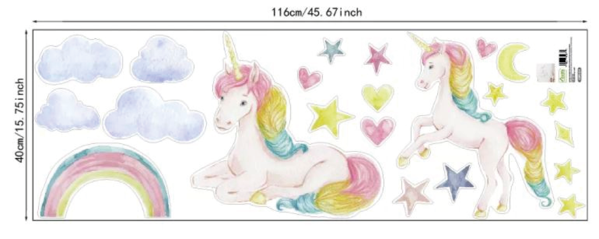 Muursticker unicorn - eenhoorn set meisjeskamer / babykamer