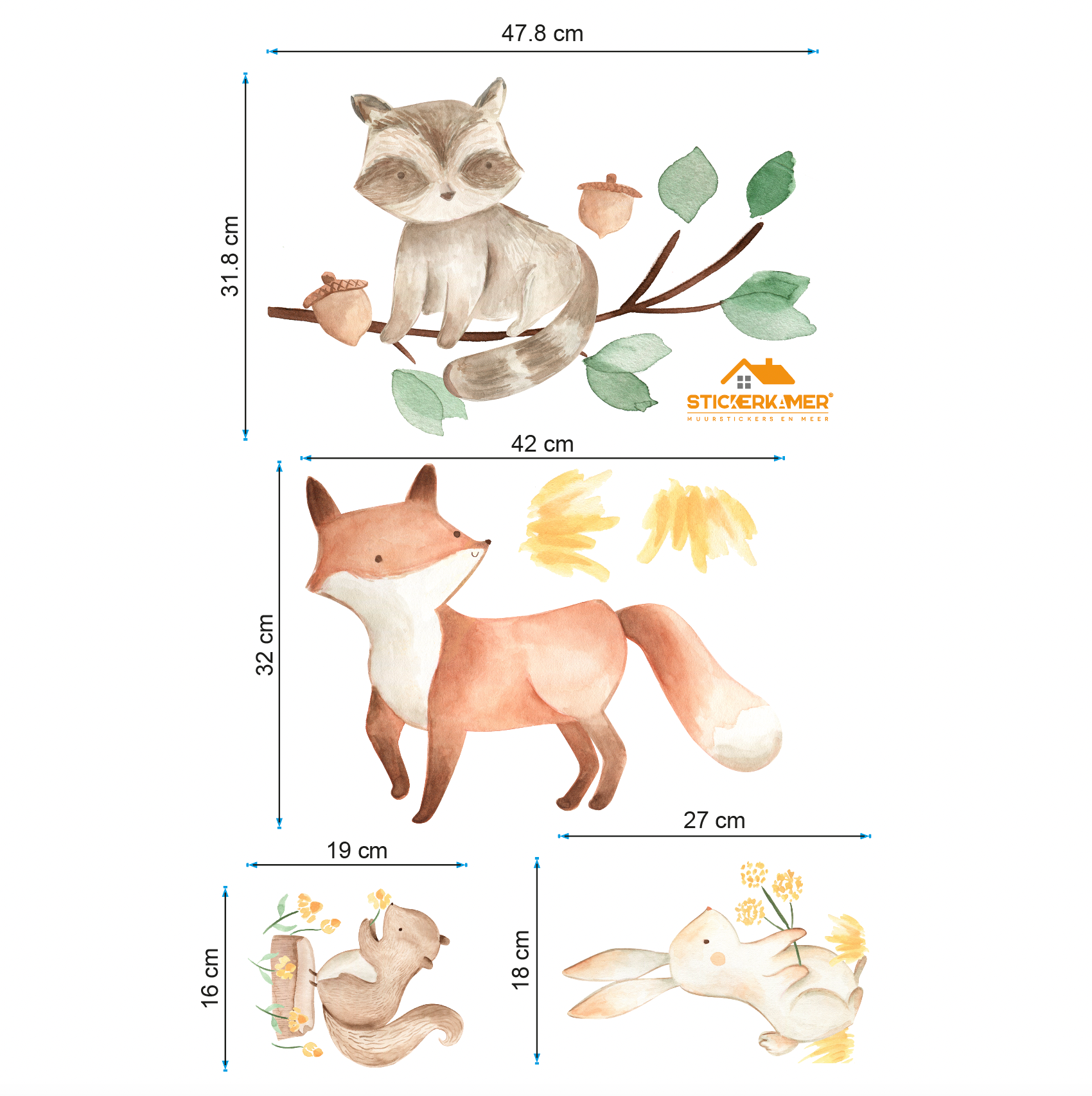 Muursticker bosdieren kinderkamer