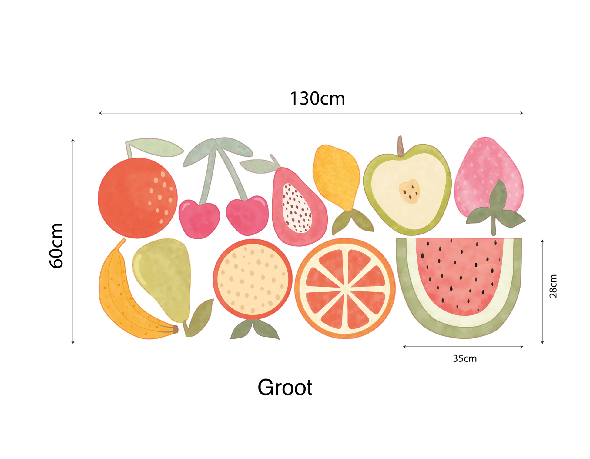 Muurstickers Fruit Waterverf Stijl – Set van 11 Verwijderbare Stickers