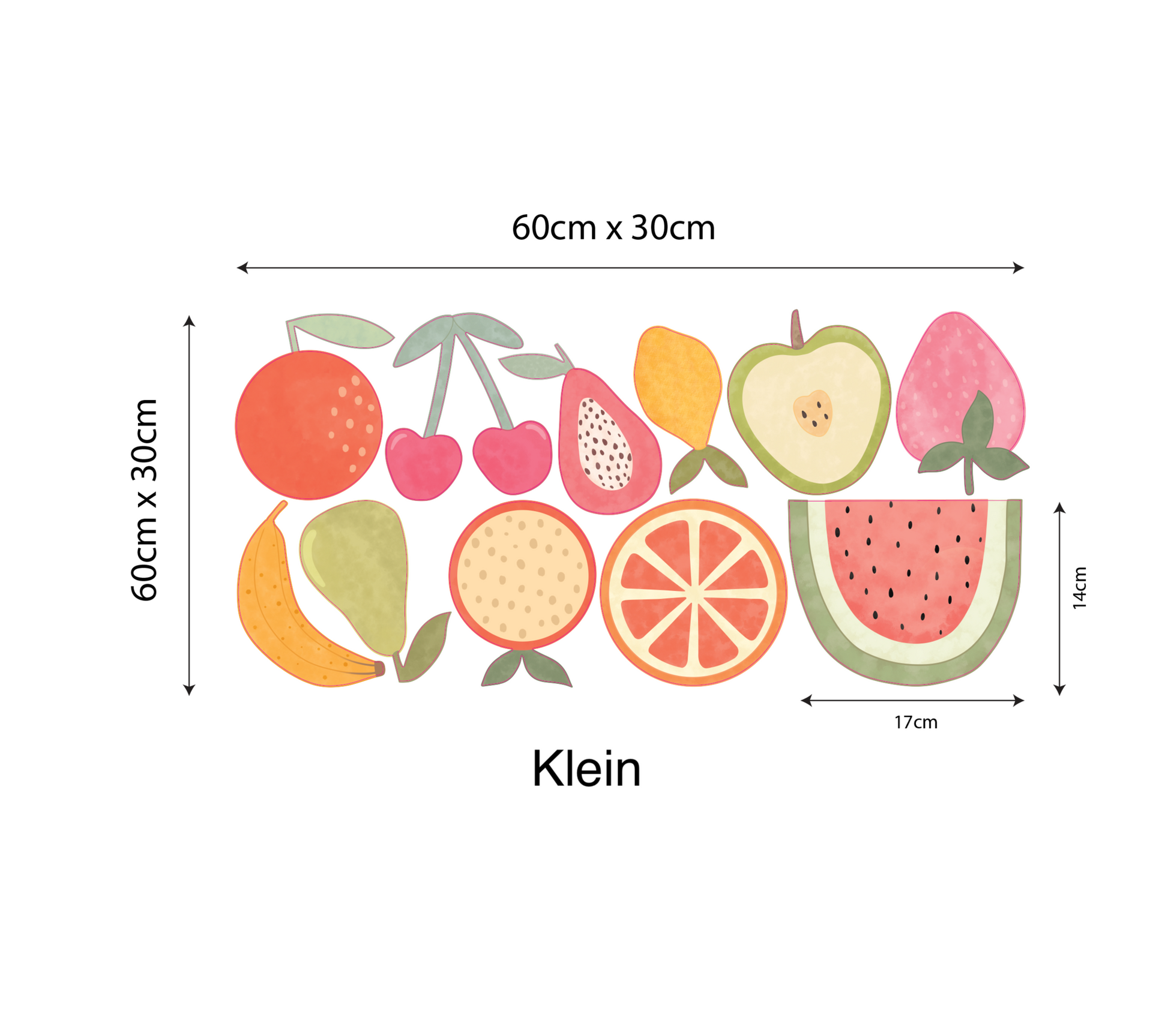 Muurstickers Fruit Waterverf Stijl – Set van 11 Verwijderbare Stickers