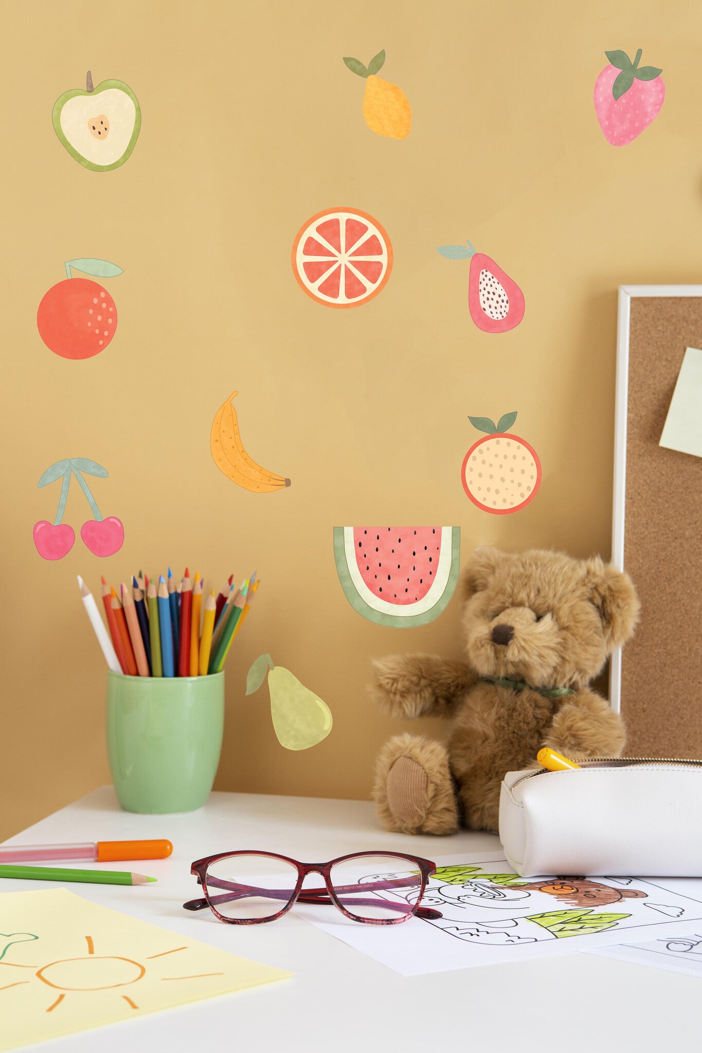 Muurstickers Fruit Waterverf Stijl – Set van 11 Verwijderbare Stickers