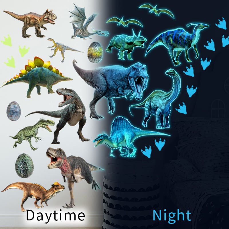 Muursticker dinosaurus glow in the dark kinderkamer