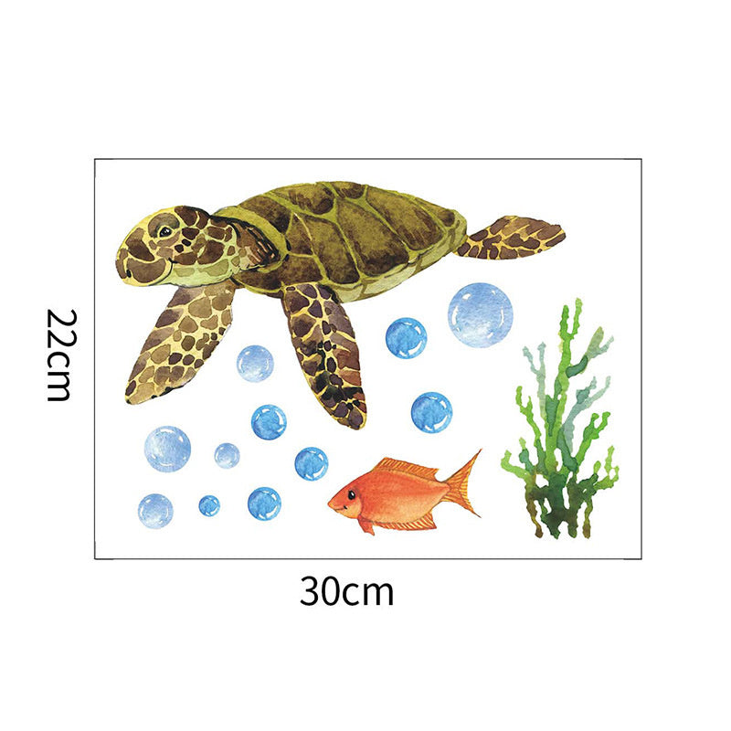 Glow in the dark Muursticker Schildpad, vis en bubbels
