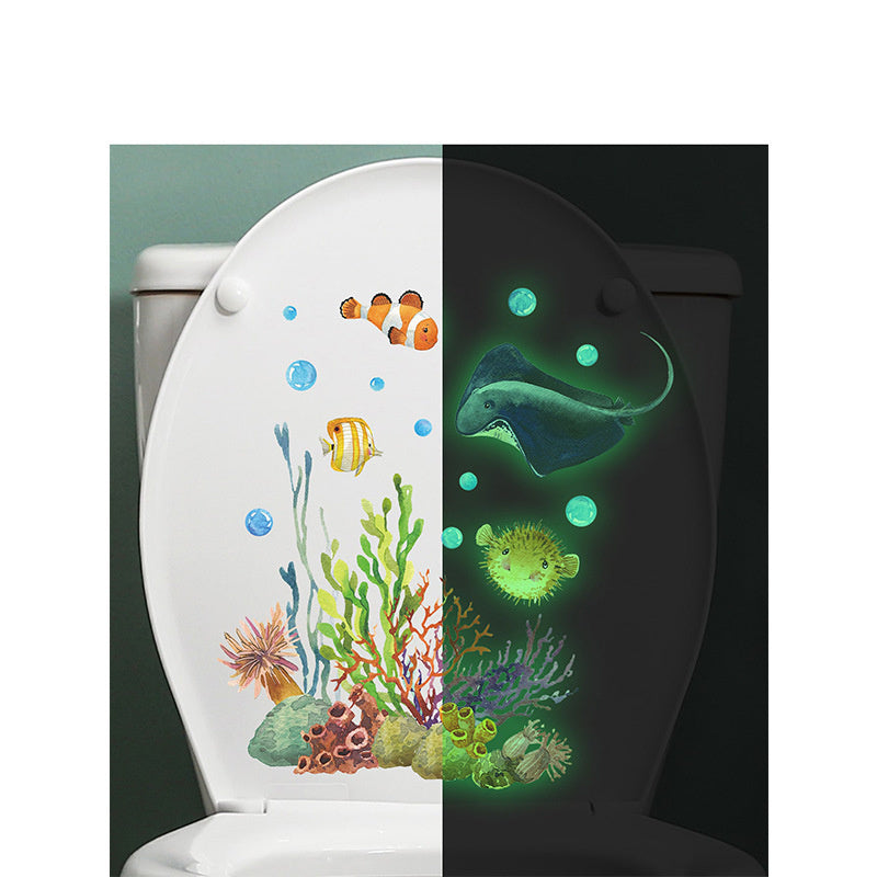 Glow in the dark Muursticker Onder water vissen en koraal