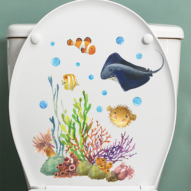 Glow in the dark Muursticker Onder water vissen en koraal