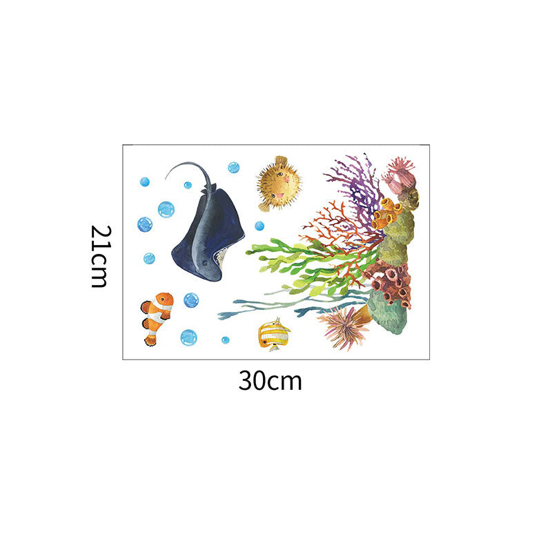 Glow in the dark Muursticker Onder water vissen en koraal