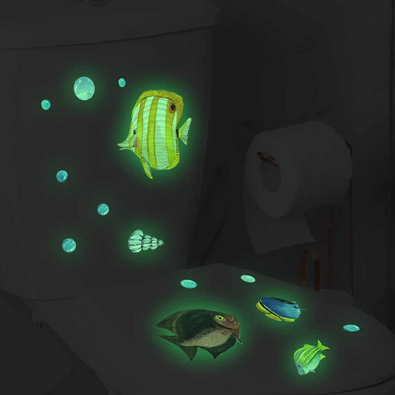 Glow in the dark Muursticker Vissen en bubbels