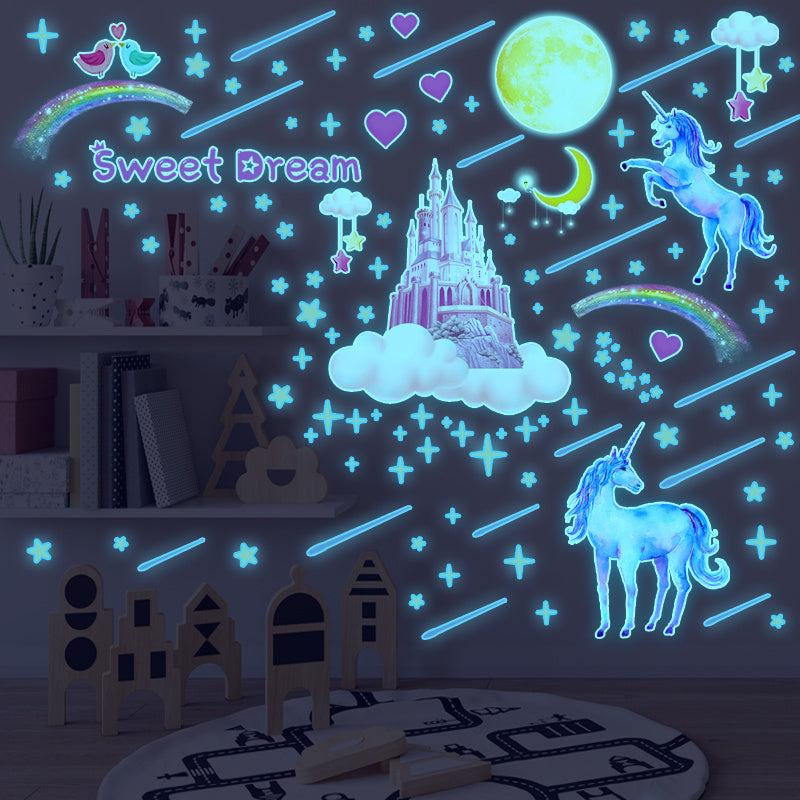 Muursticker eenhoorn glow in the dark kinderkamer
