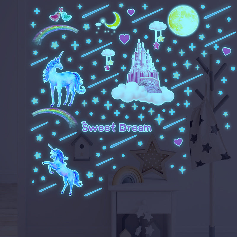 Muursticker eenhoorn glow in the dark kinderkamer