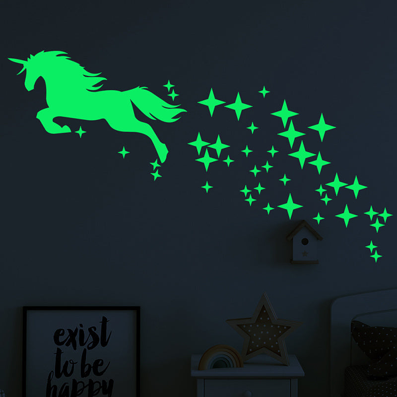 Muursticker unicorn / eenhoorn glow in the dark babykamer