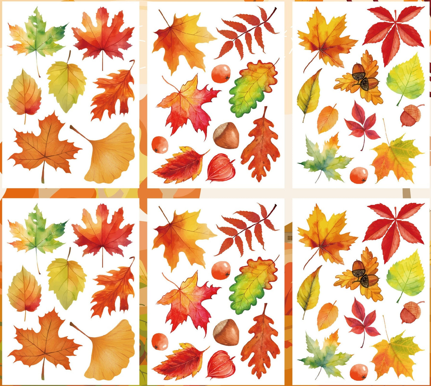 Statische Raamsticker Herfstbladeren – Dubbelzijdig Zichtbaar & Herbruikbaar