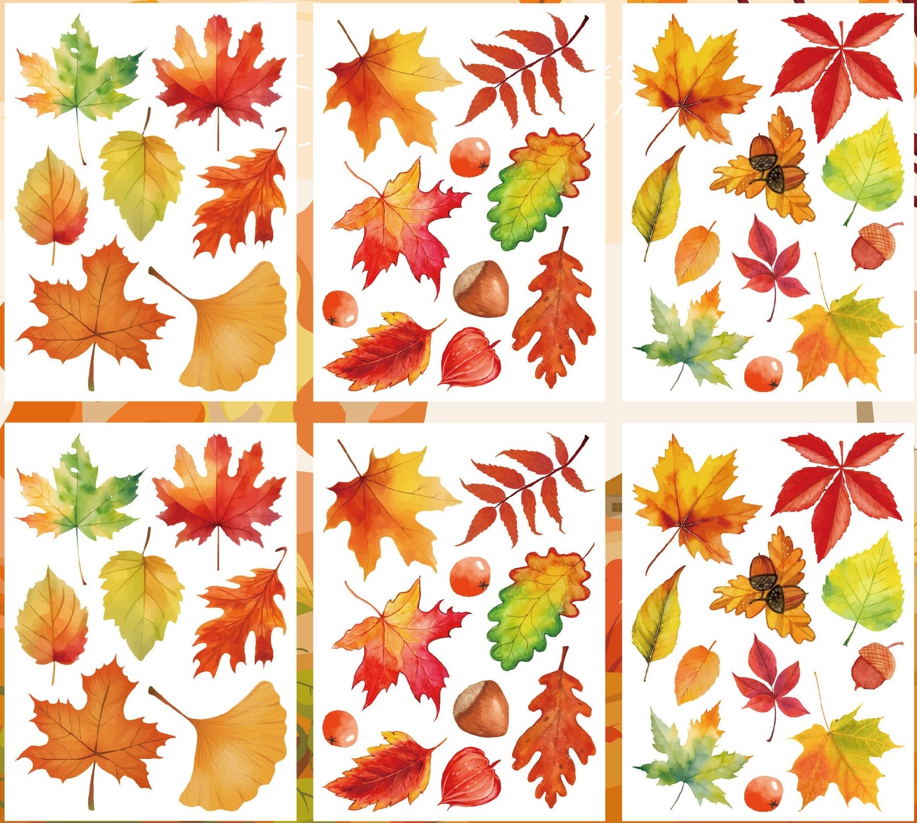 Statische Raamsticker Herfstbladeren – Dubbelzijdig Zichtbaar & Herbruikbaar