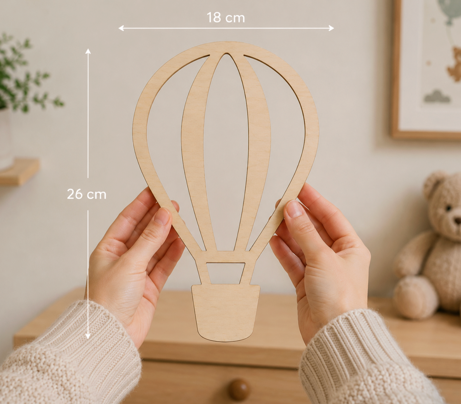 Houten Luchtballonnen Wanddecoratie Set - 3 Stuks voor Kinderkamer