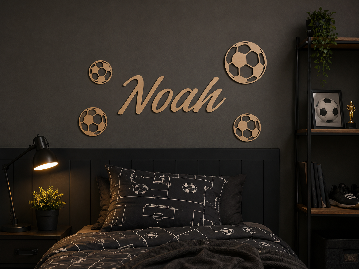 Houten voetballen met naam