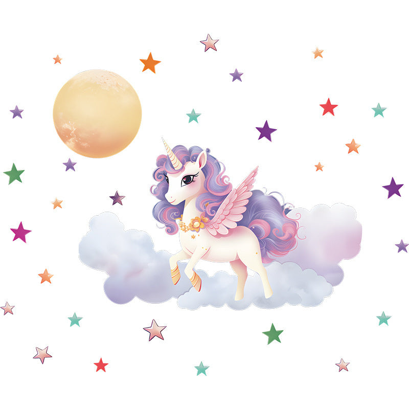 Glow in the Dark Unicorn op een Wolk Muursticker