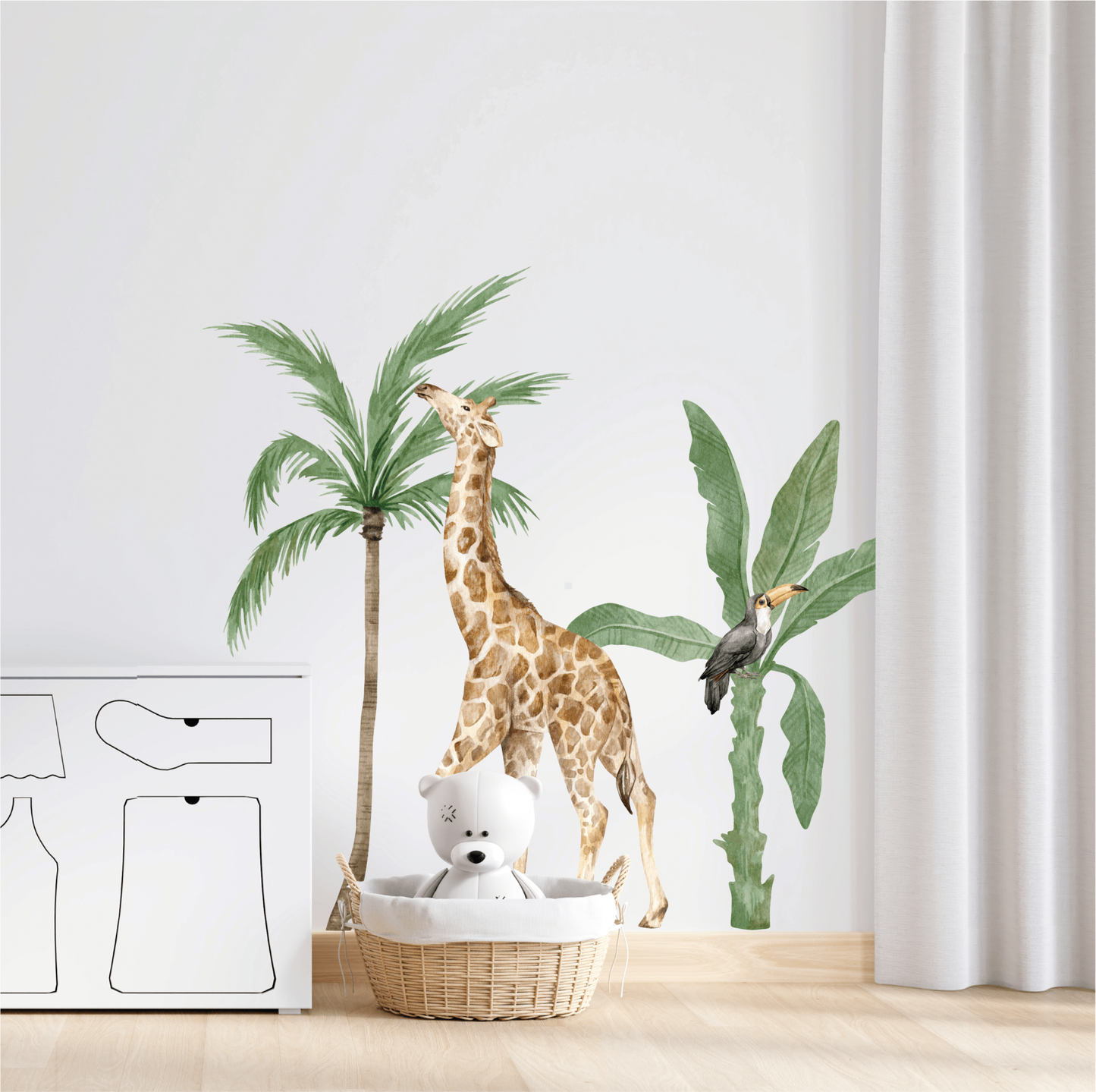 Jungle waterverf muurstickers safari