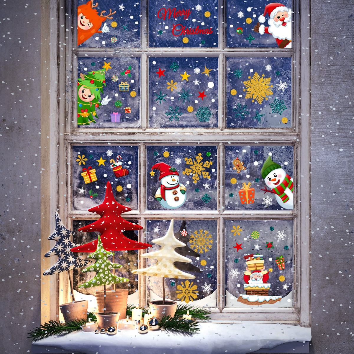 Statisch raamfolie stickers Mega Pack kerst 9 vellen  kids