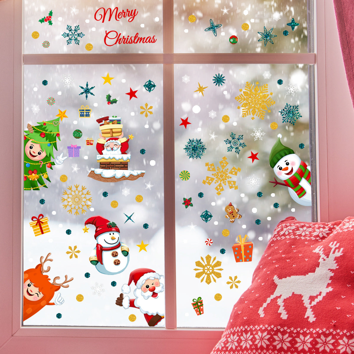 Statisch raamfolie stickers Mega Pack kerst 9 vellen  kids