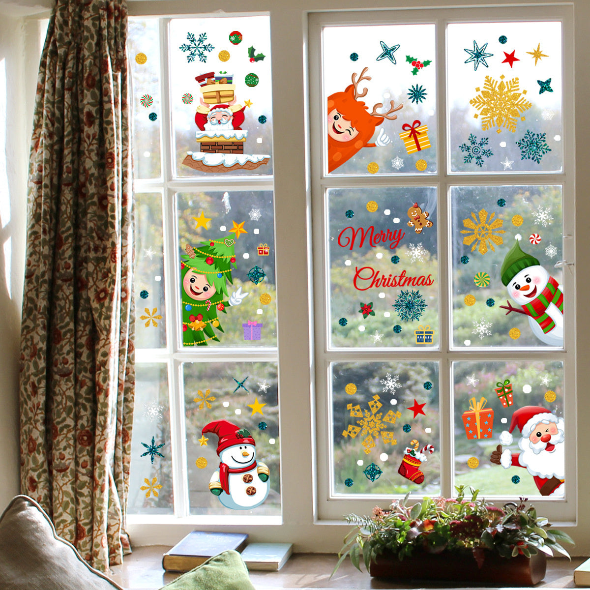 Statisch raamfolie stickers Mega Pack kerst 9 vellen  kids