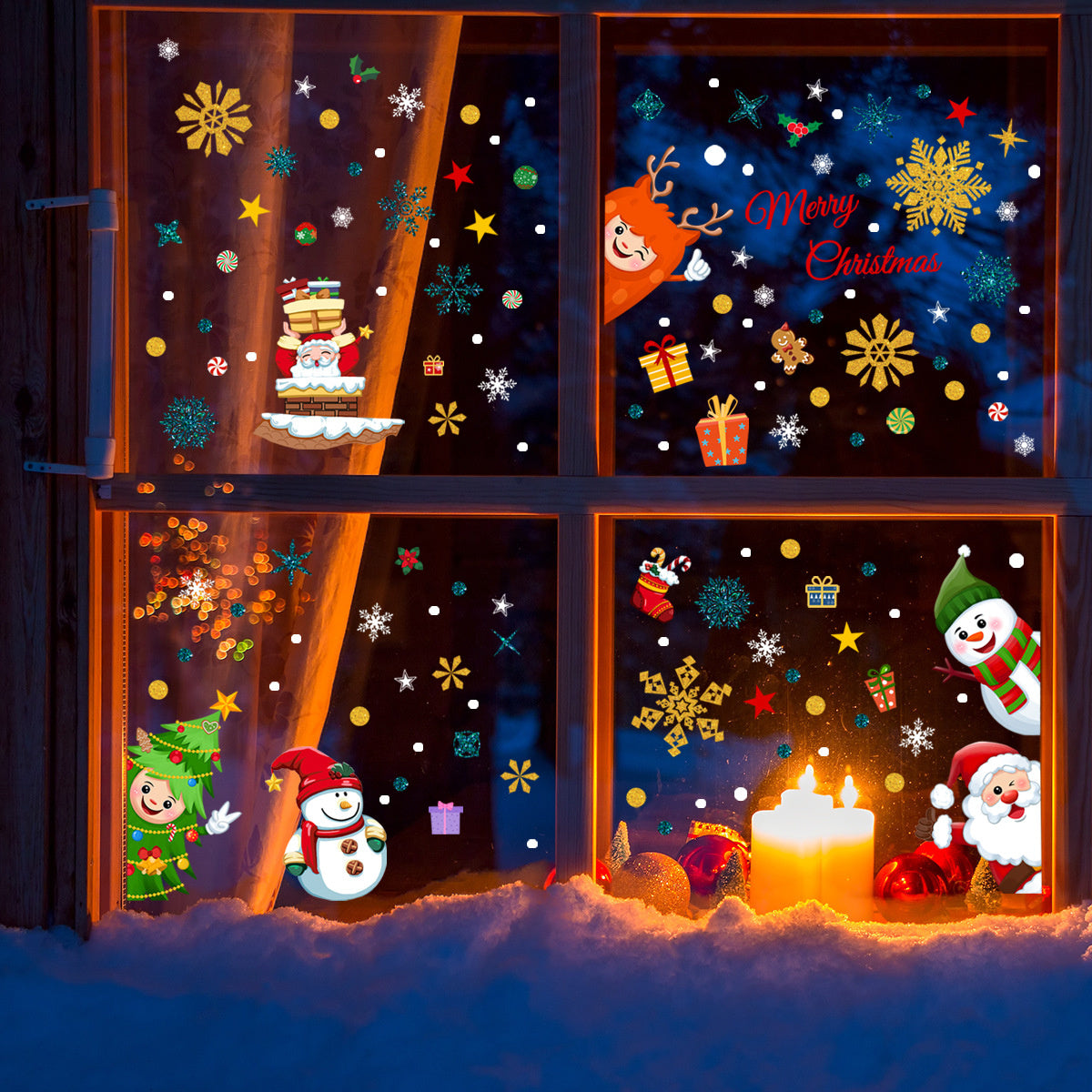 Statisch raamfolie stickers Mega Pack kerst 9 vellen  kids