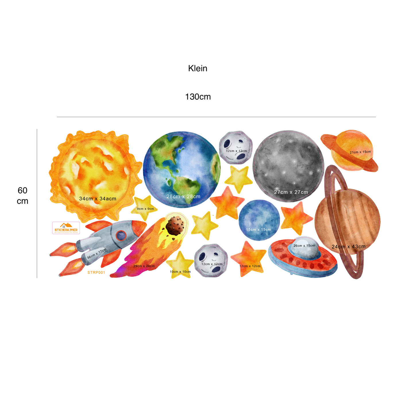 Muursticker ruimte galaxy planeten kinderkamer