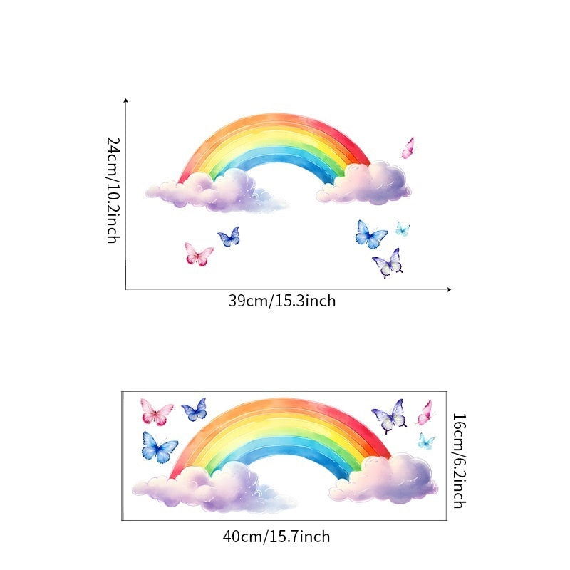 Glow in the Dark Regenboog Muursticker met Vlinders
