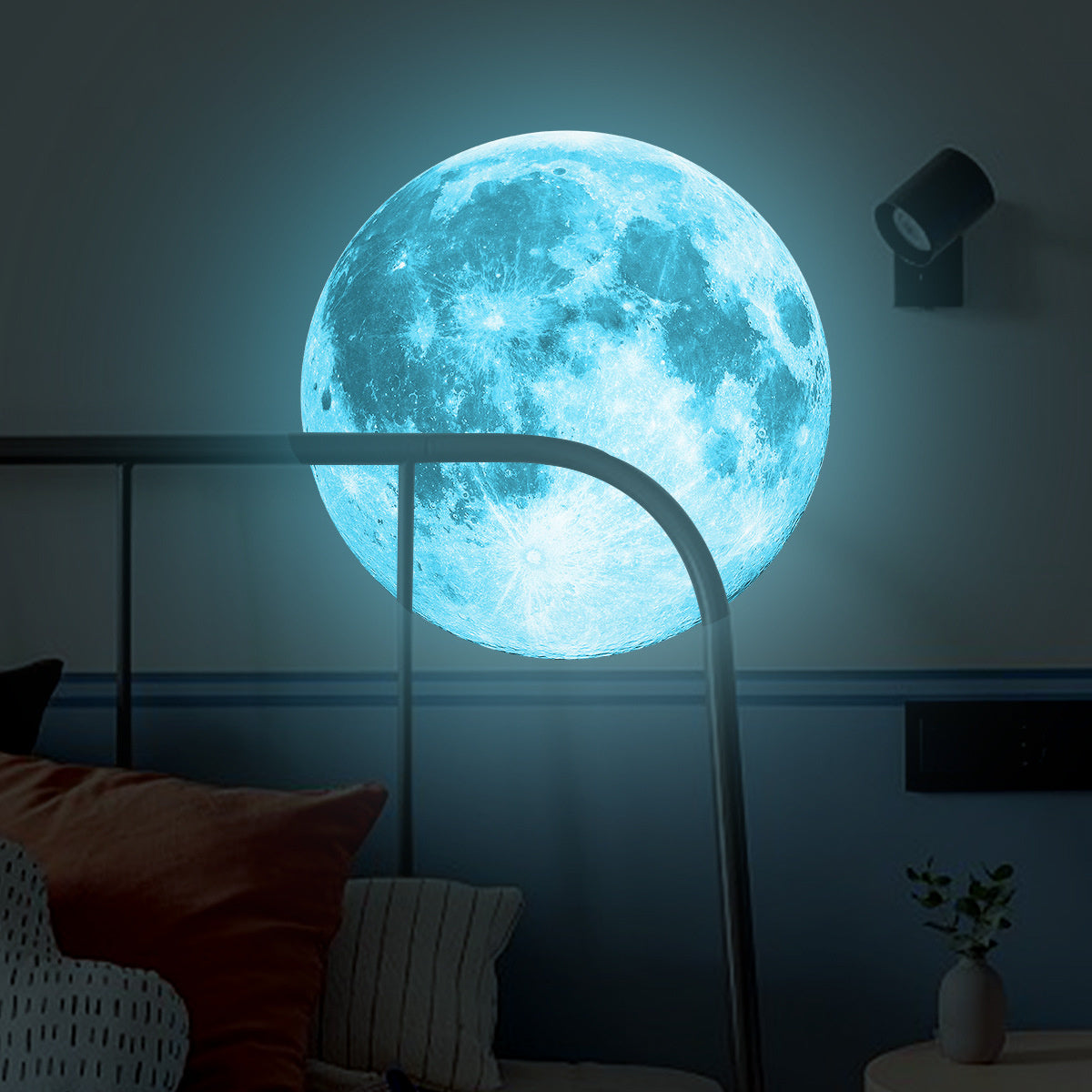Muursticker maan grijs / blauw 30cm