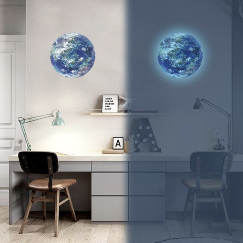 Muursticker aardbol glow in the dark kinderkamer