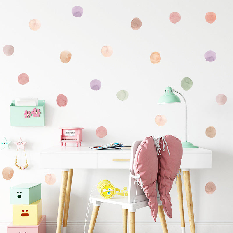 24 Muursticker cirkels / stippen aquarel waterverf kinderkamer