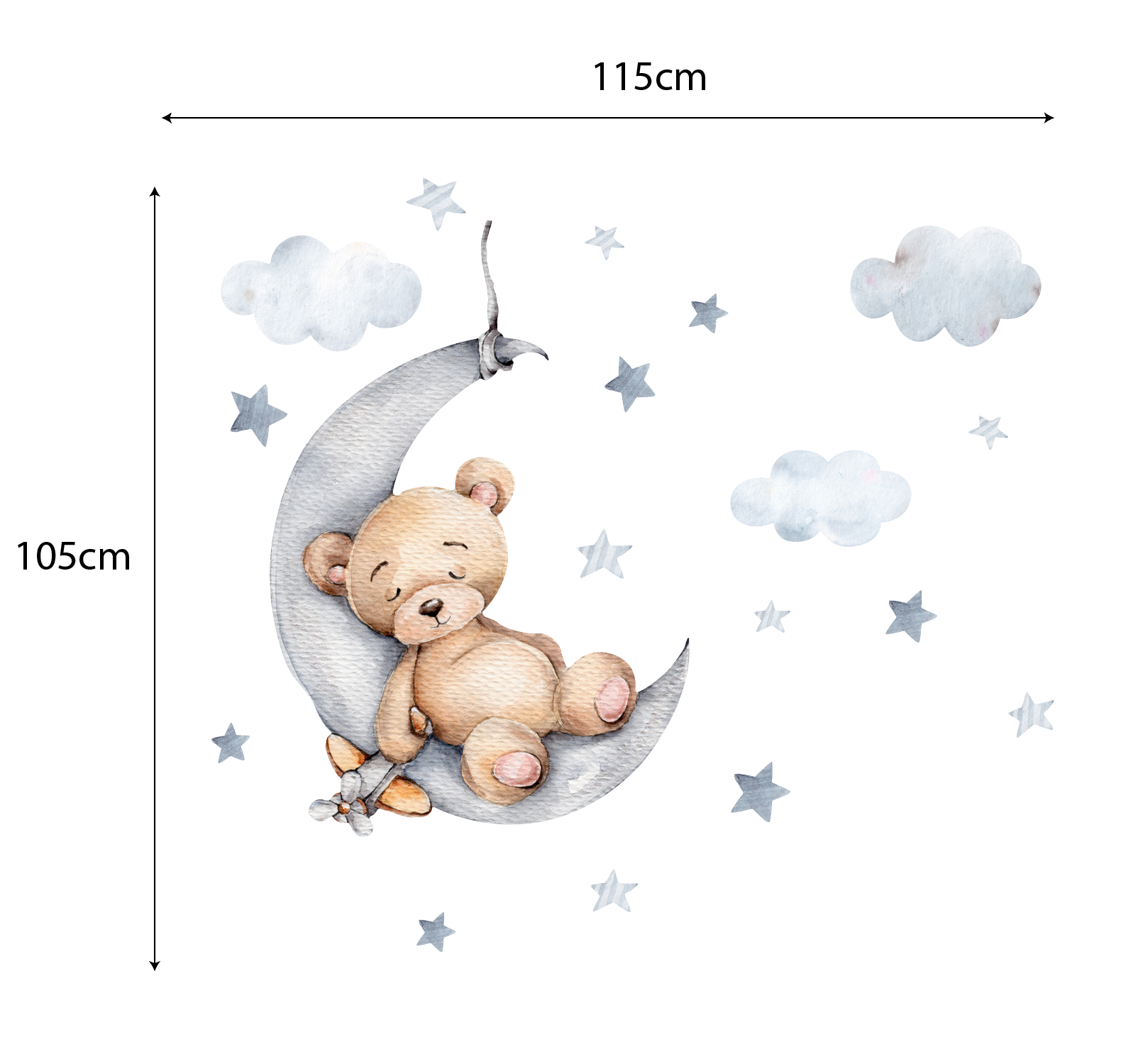 Muursticker beer met maan, wolken , sterren babykamer