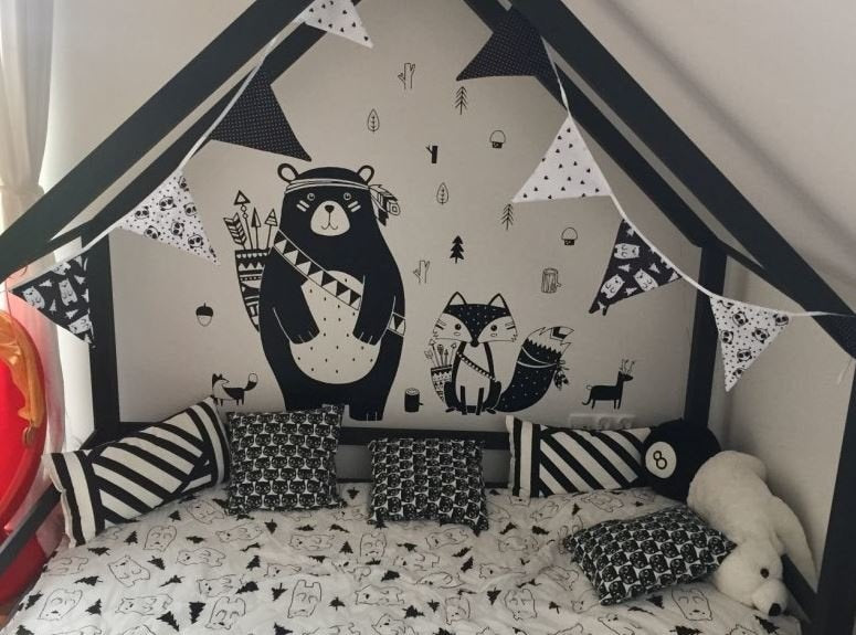 Muursticker beer nordic indianen stijl kinderkamer