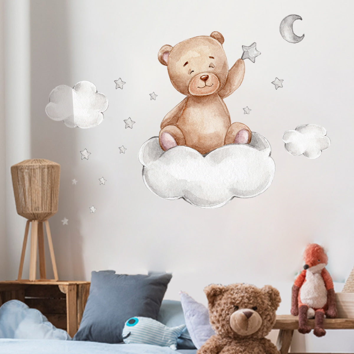 Muursticker beer op wolk kinderkamer