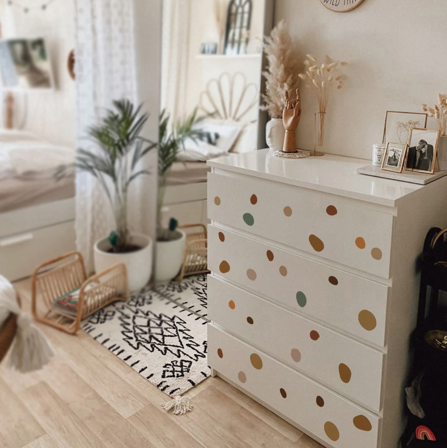 Muursticker boho cirkels polka dots mix kinderkamer