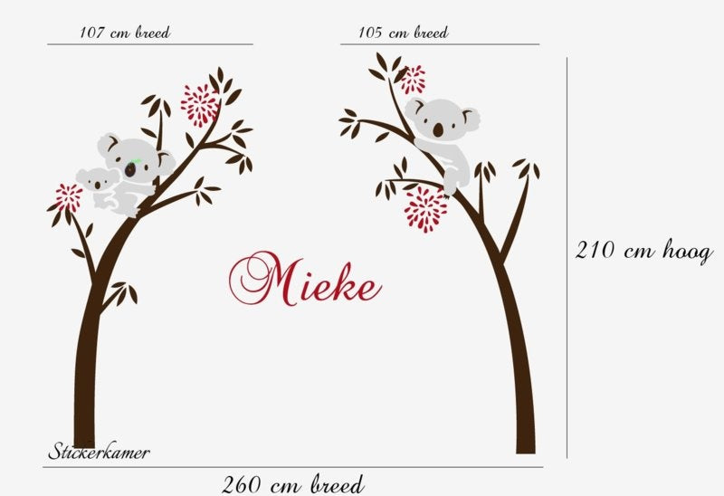 Muursticker bomen met koala's babykamer / kinderkamer