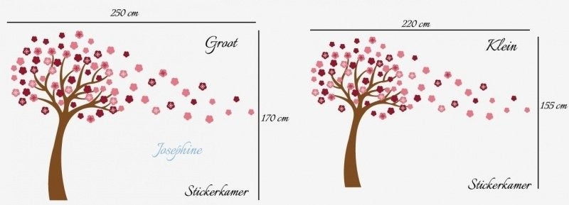 Muursticker boom bloesem met naam babykamer