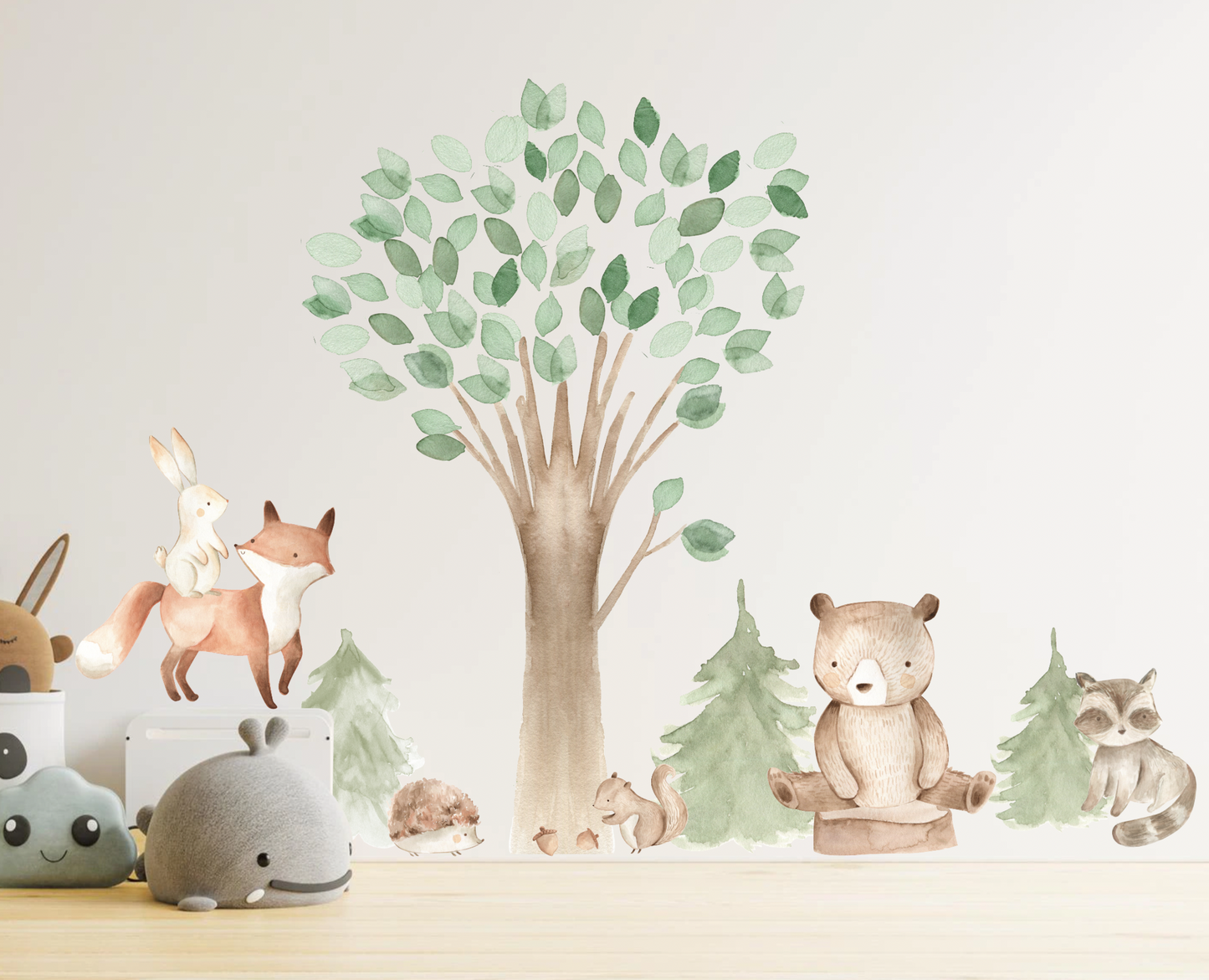 Muursticker boom met bosdieren kinderkamer
