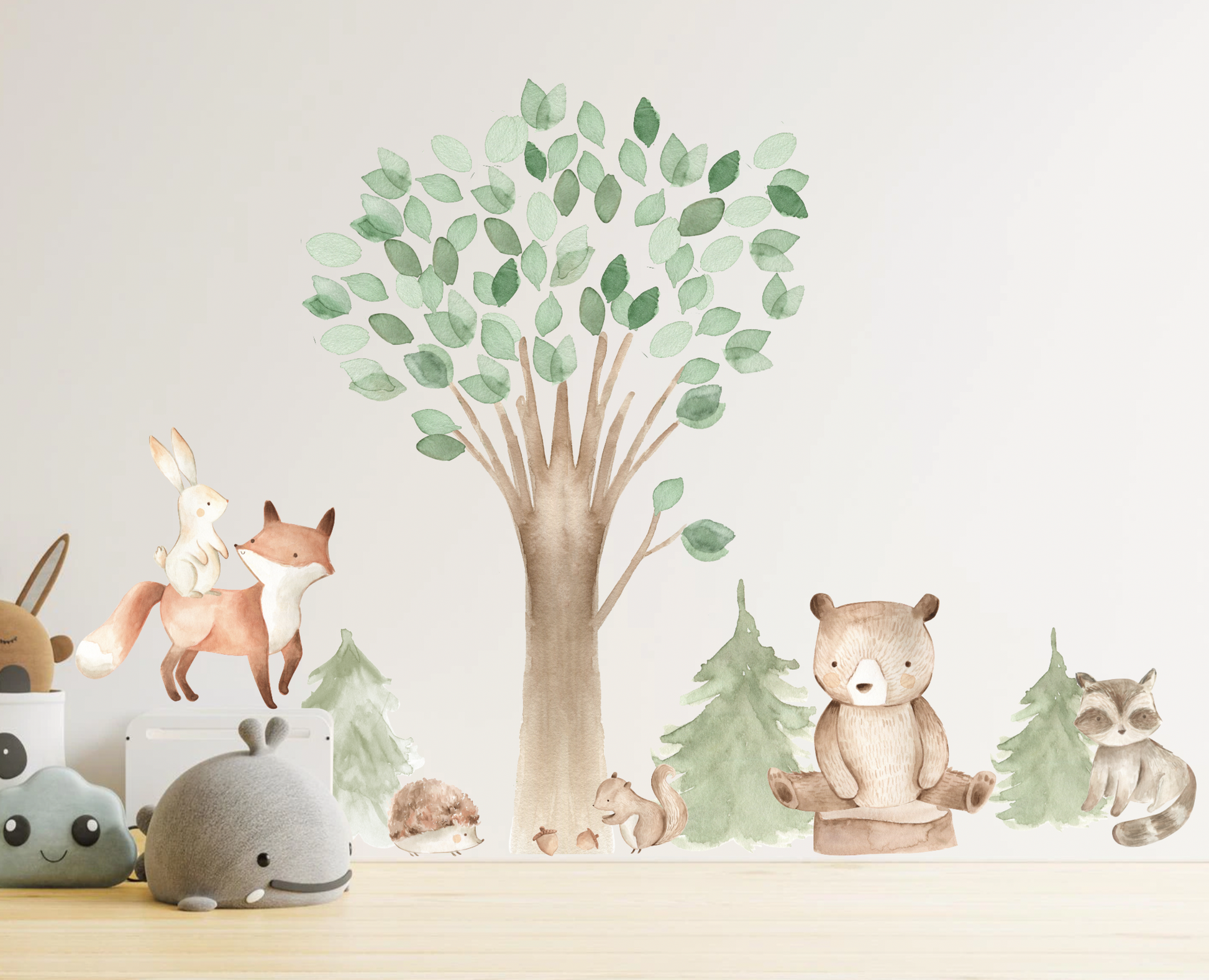 Muursticker boom met bosdieren kinderkamer