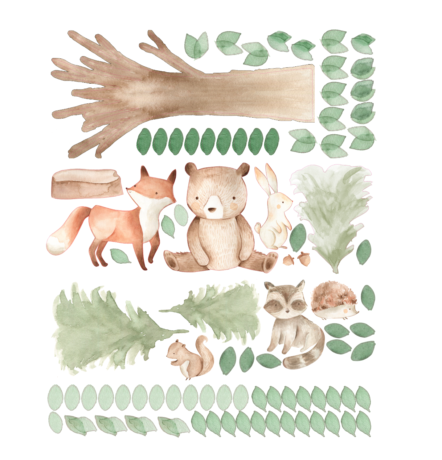 Muursticker boom met bosdieren kinderkamer