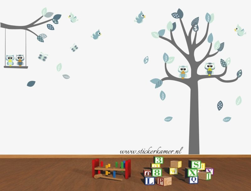 Muursticker boom en tak  babykamer / kinderkamer (Mint)