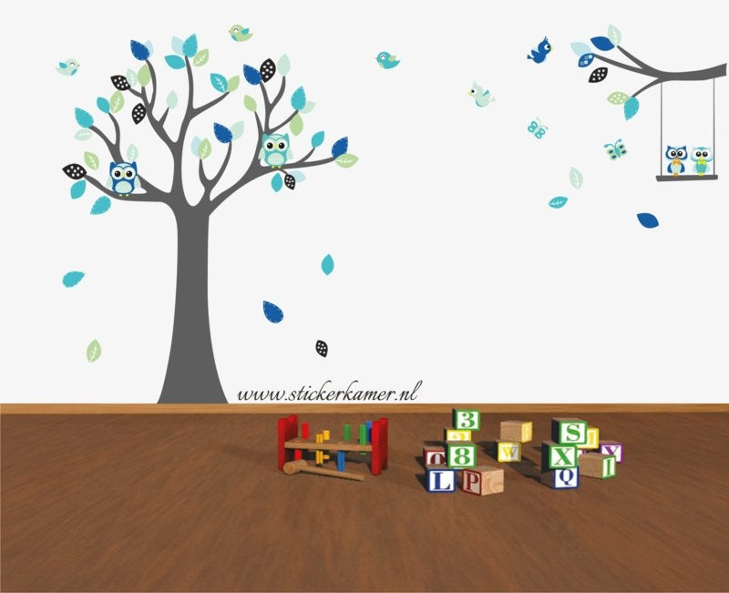 Muursticker boom en tak (oceaan groen) kinderkamer