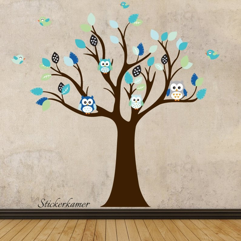 Muursticker boom groot babykamer / kinderkamer (ocean green thema)