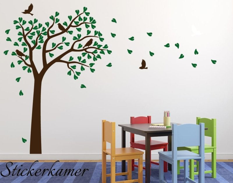 Muursticker boom kinderkamer / babykamer (kies je eigen kleuren)