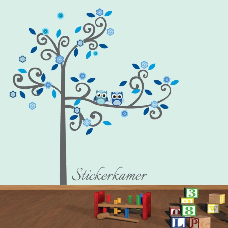 Muursticker boom met uilen babykamer / kinderkamer